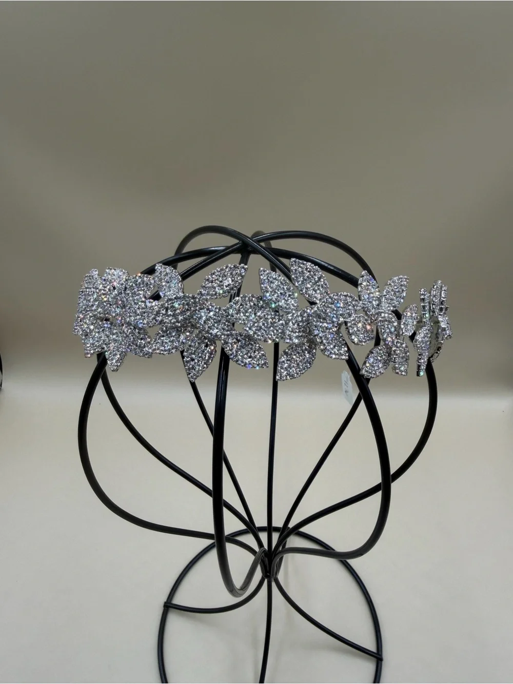 Luxury Silver Crystal Floral Bridal Tiara Headband Wedding Crown